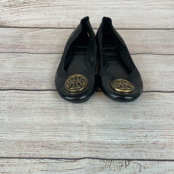Tory Burch Caroline Womens Sz 5M Ballet Flats Black Patent Leather - Picture 4 of 12